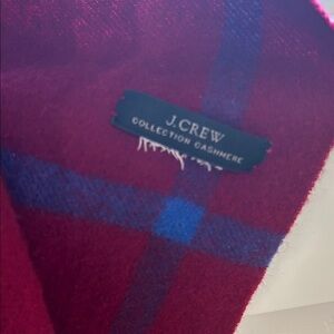 J. Crew Cashmere Plaid Scarf in Berry and Royal Blue